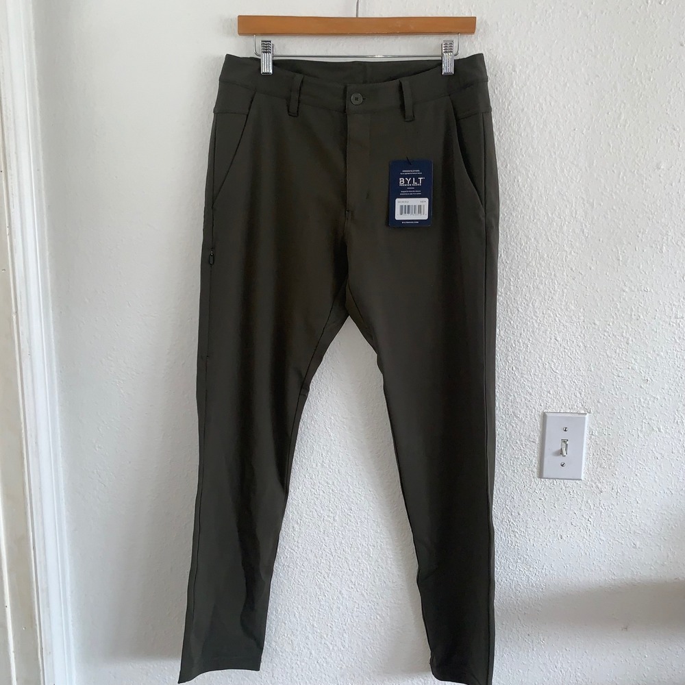 BYLT Premium Basics Everyday Pant 2.0 Mens Medium Dark Olive Green Slim EDAY2‎